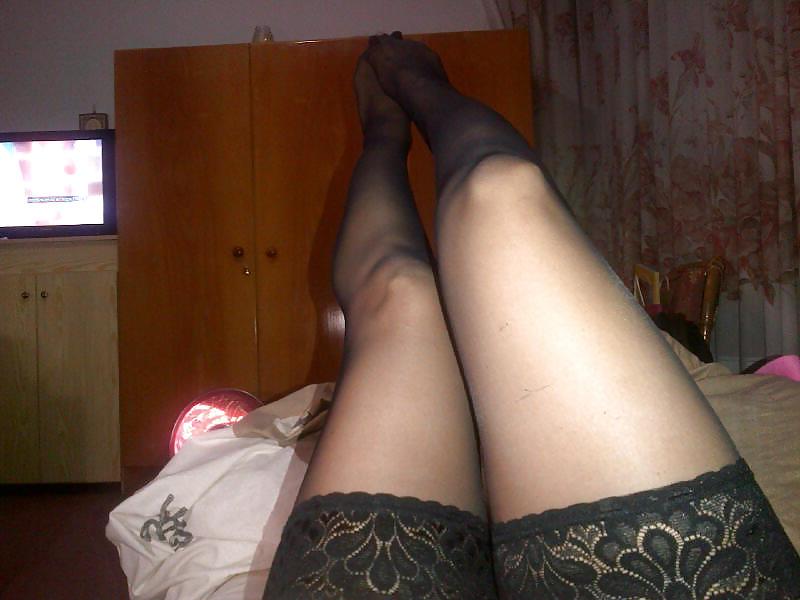 25P My GF Legs Feet & Black Stockings