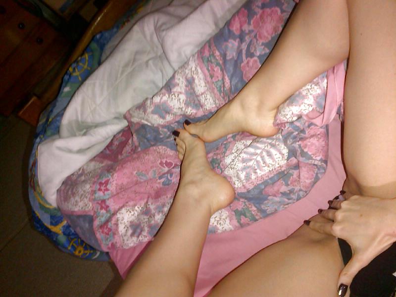 25P My GF Legs Feet & Black Stockings
