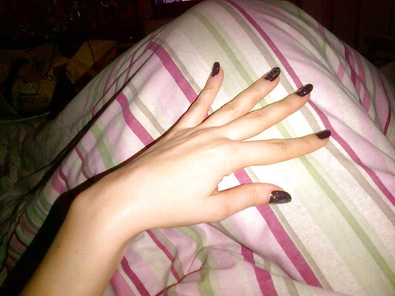 25P My GF Legs Feet & Black Stockings