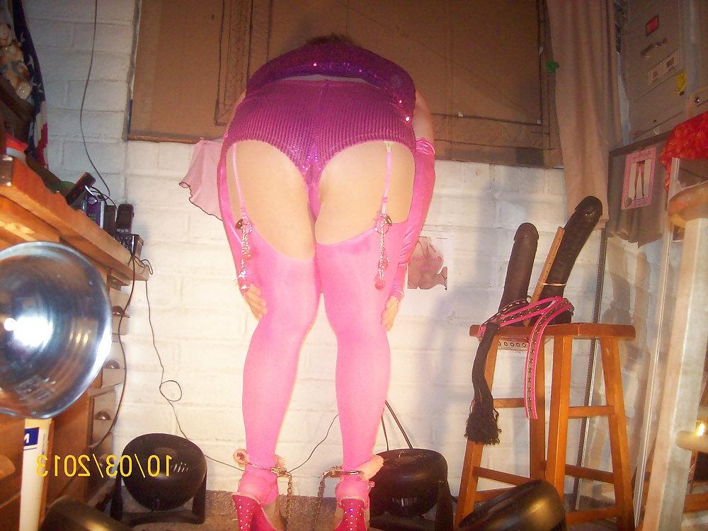 9P Tgirl BBC slut in purple Daisy Dukes for Maurice's BBC