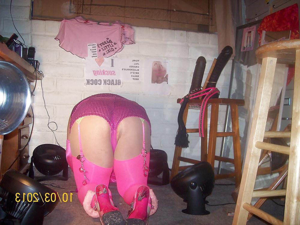 9P Tgirl BBC slut in purple Daisy Dukes for Maurice's BBC