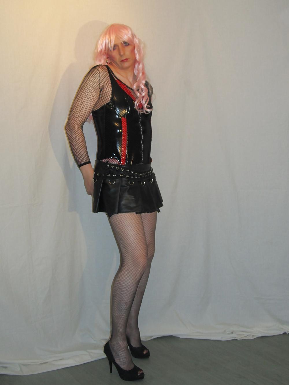 22P Black PVC n Pink Hair