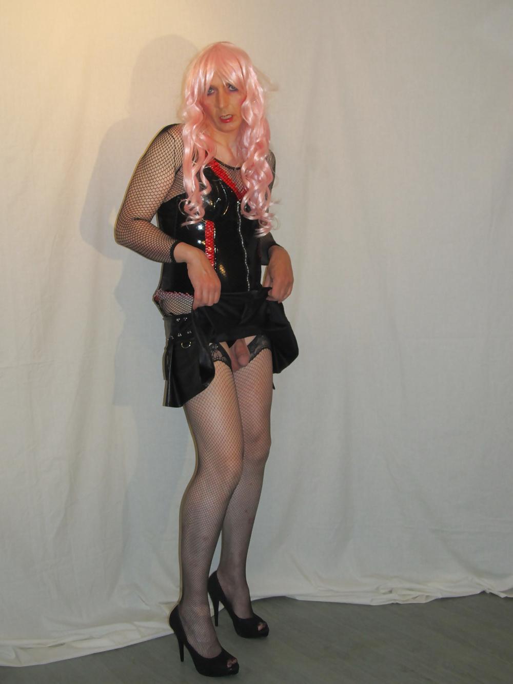 22P Black PVC n Pink Hair