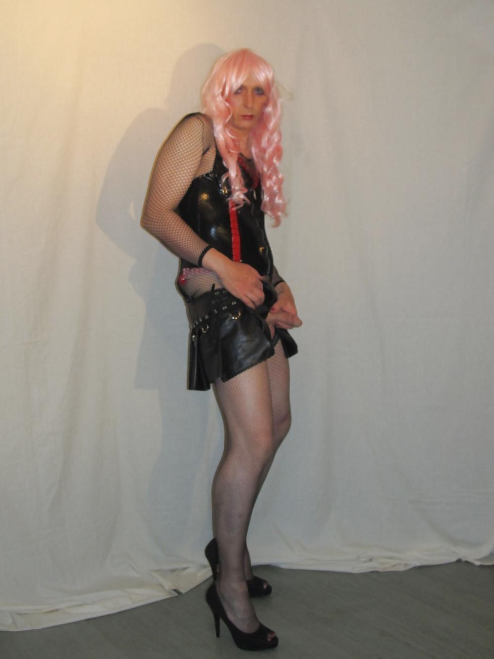 22P Black PVC n Pink Hair