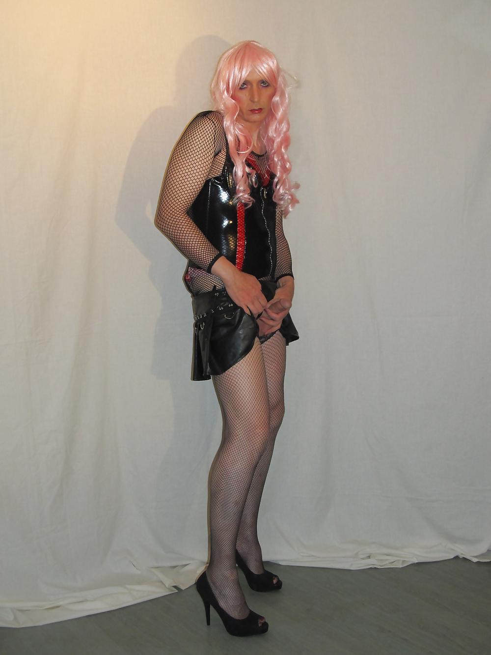 22P Black PVC n Pink Hair
