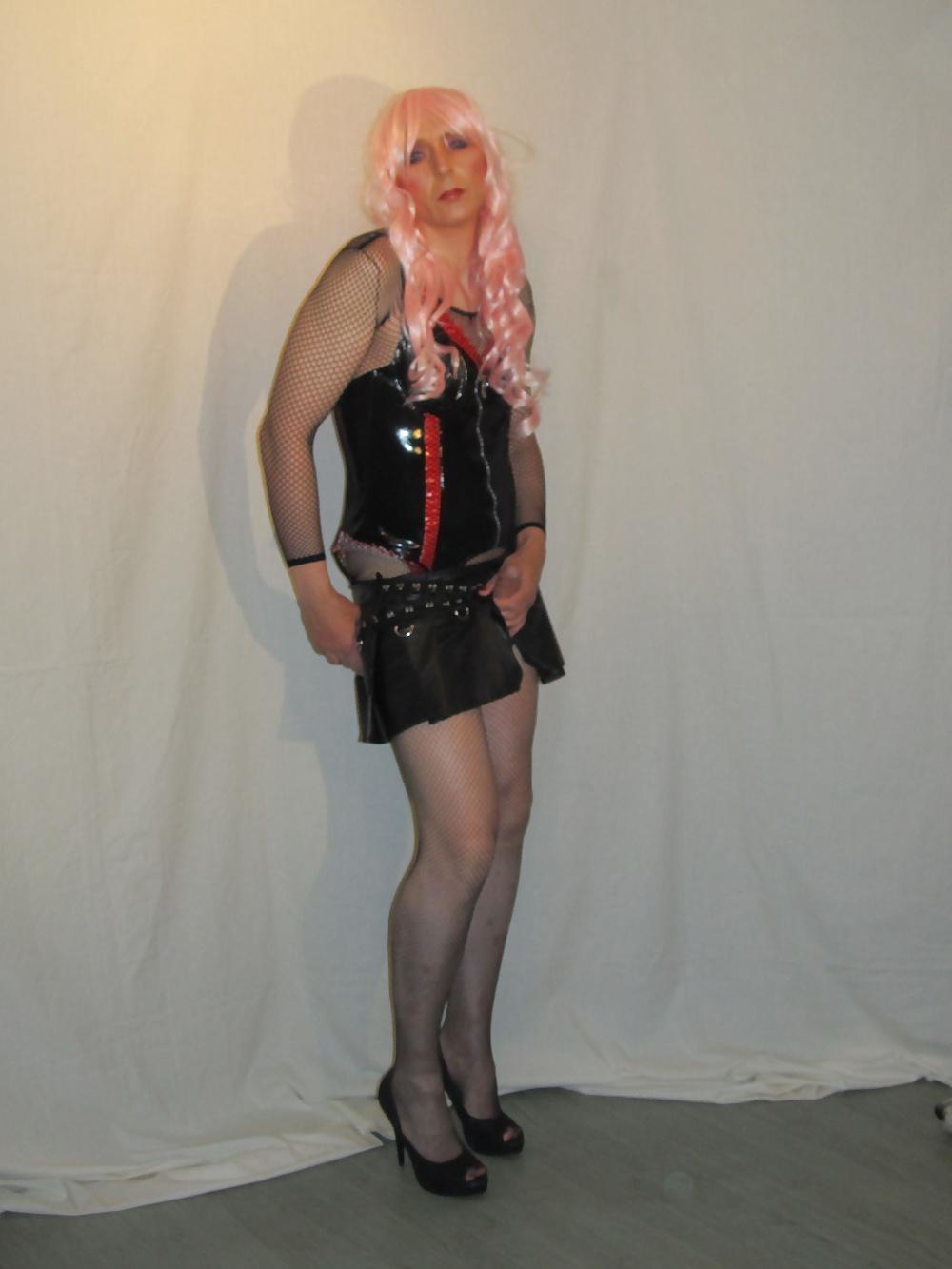22P Black PVC n Pink Hair
