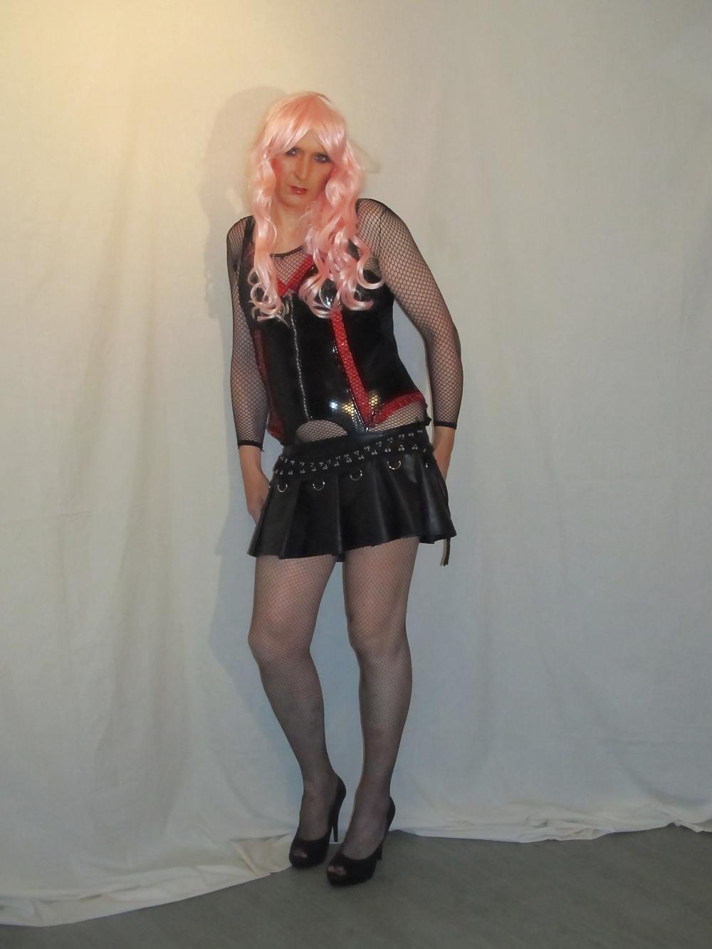 22P Black PVC n Pink Hair