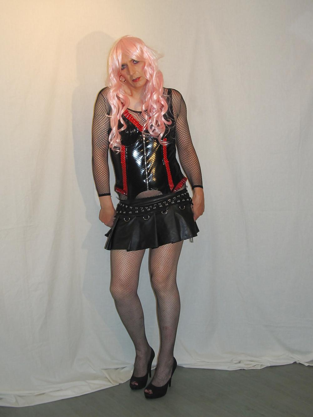 22P Black PVC n Pink Hair