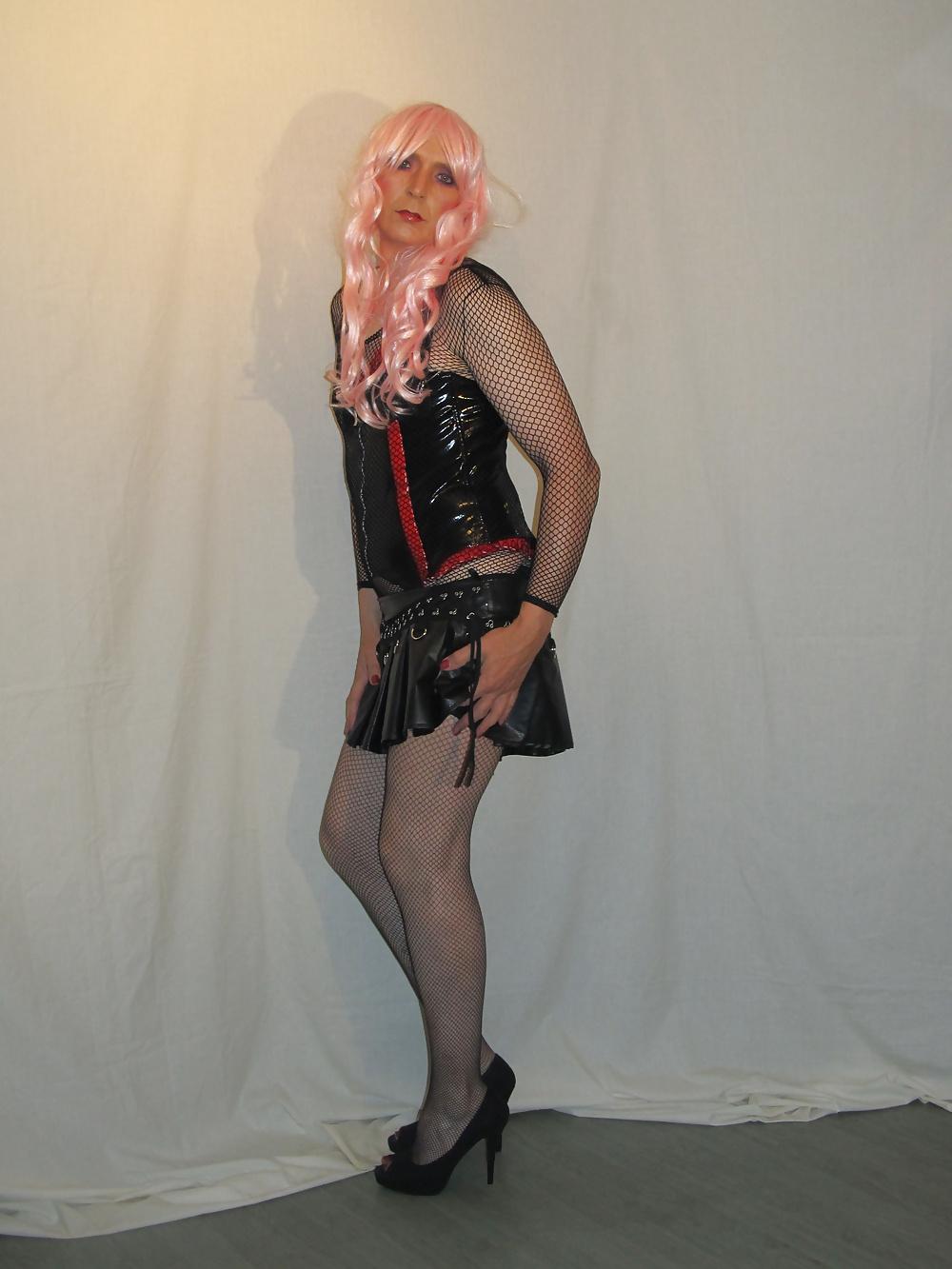 22P Black PVC n Pink Hair