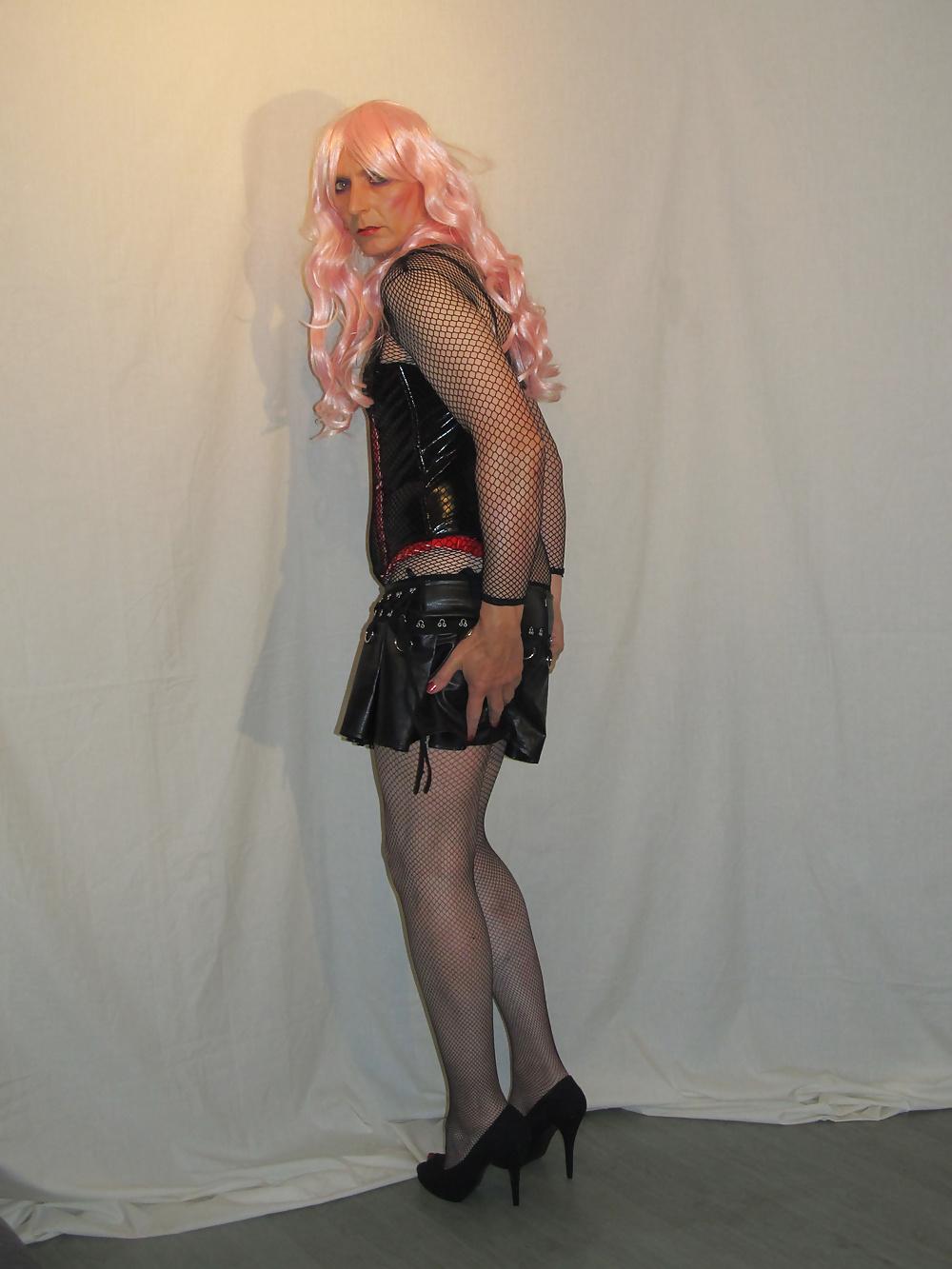 22P Black PVC n Pink Hair