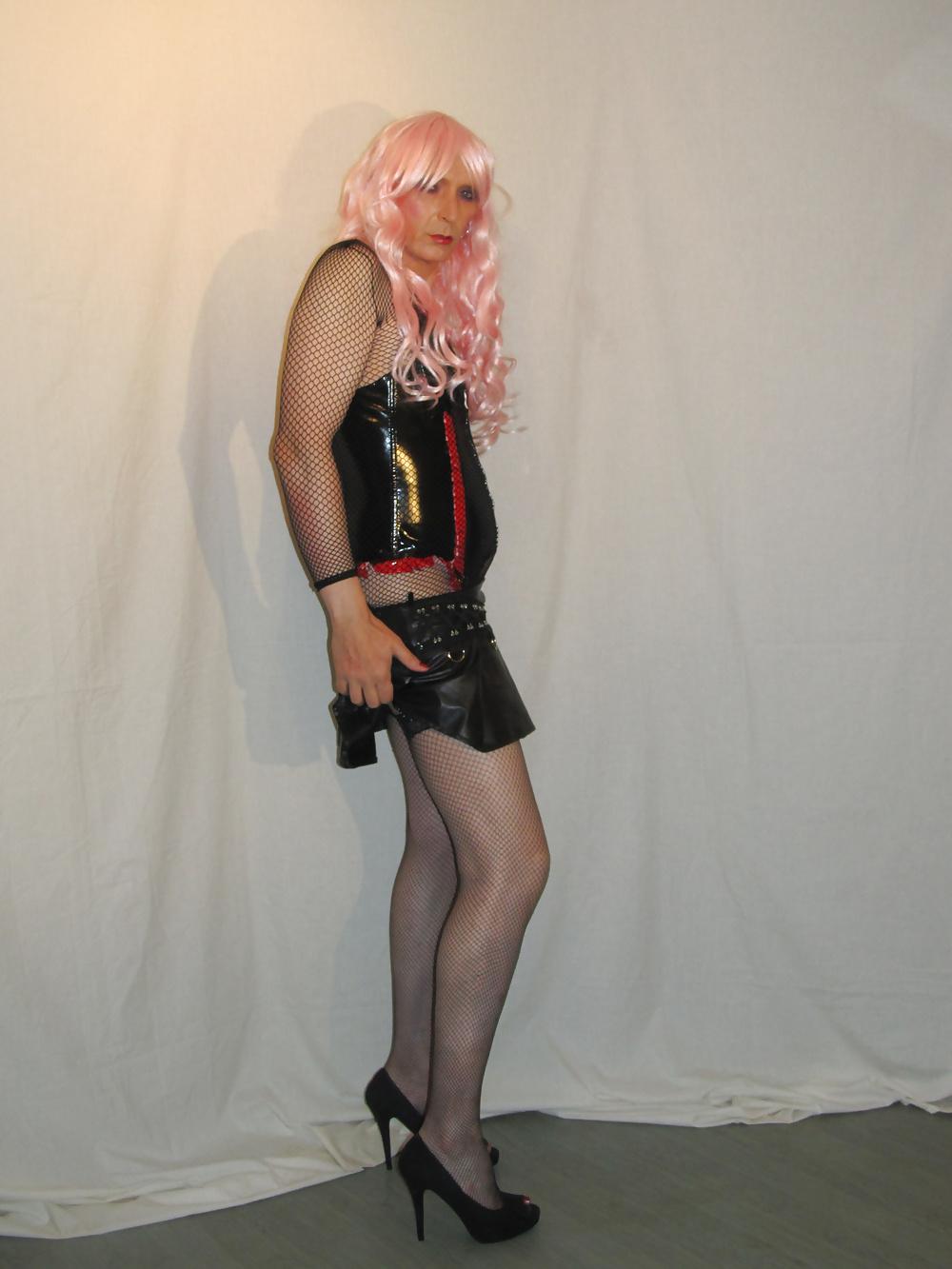 22P Black PVC n Pink Hair