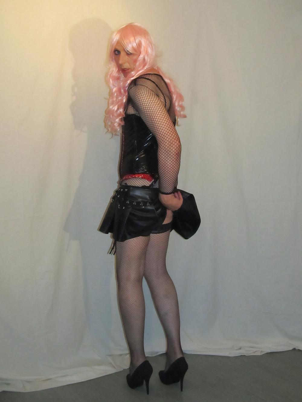 22P Black PVC n Pink Hair