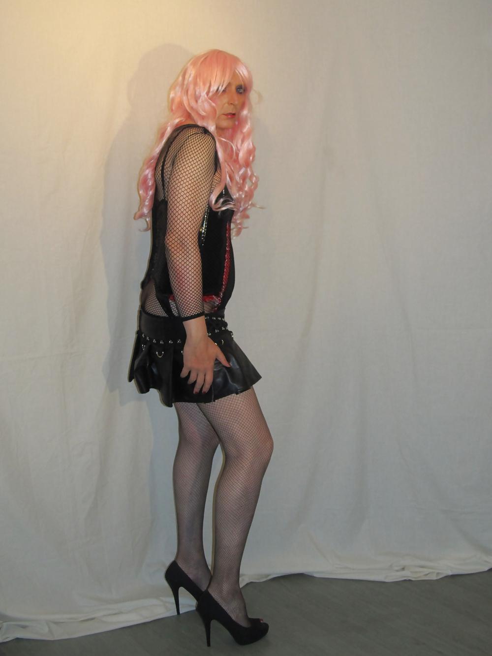 22P Black PVC n Pink Hair