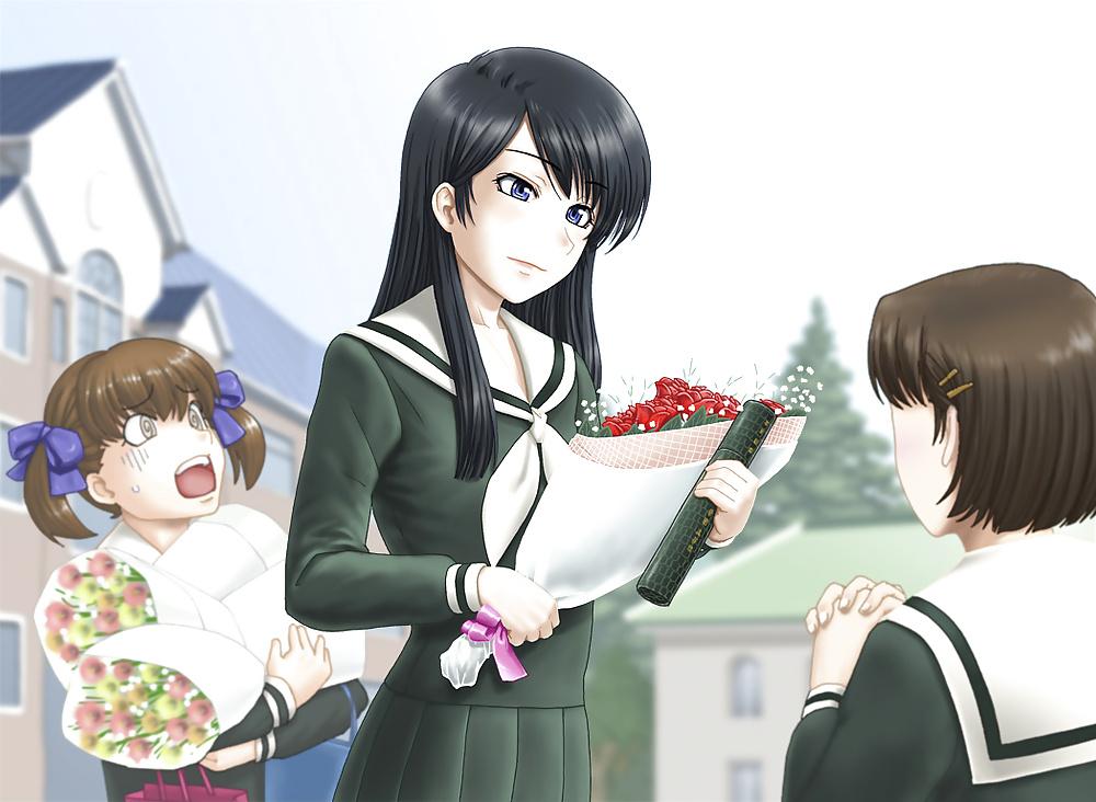 24P 0176 -Cartoon SchoolGirls Art Graphics- School uniform -01-