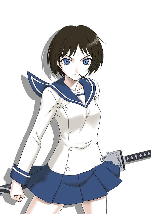 24P 0176 -Cartoon SchoolGirls Art Graphics- School uniform -01-
