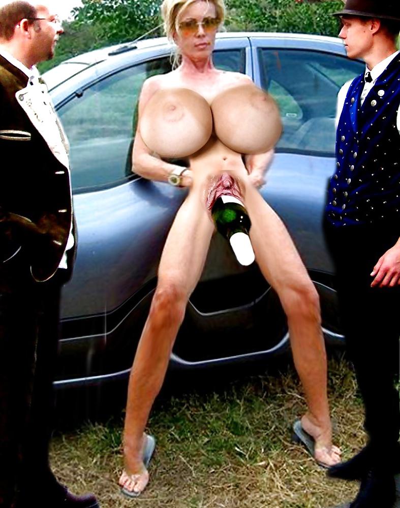 25P Standing naked on high heels in public 1