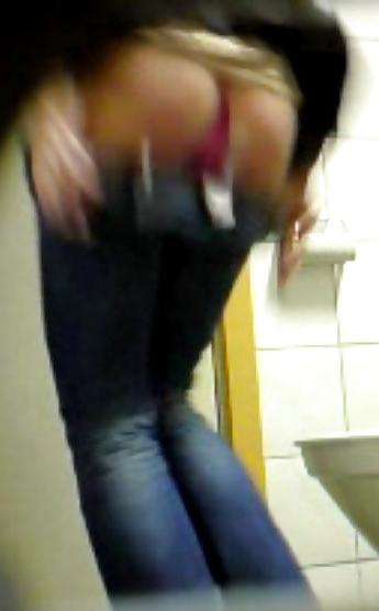 25P Blonde bitch whore teen hairy pussy toilet hidden voyeur spy
