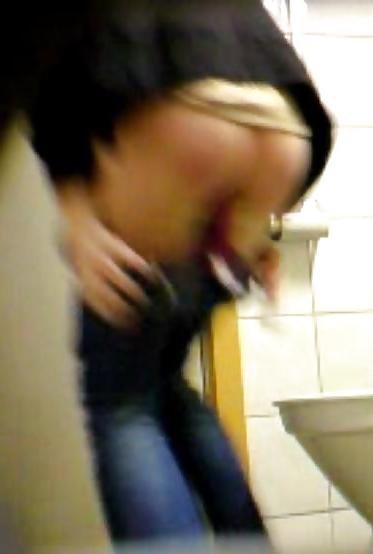 25P Blonde bitch whore teen hairy pussy toilet hidden voyeur spy