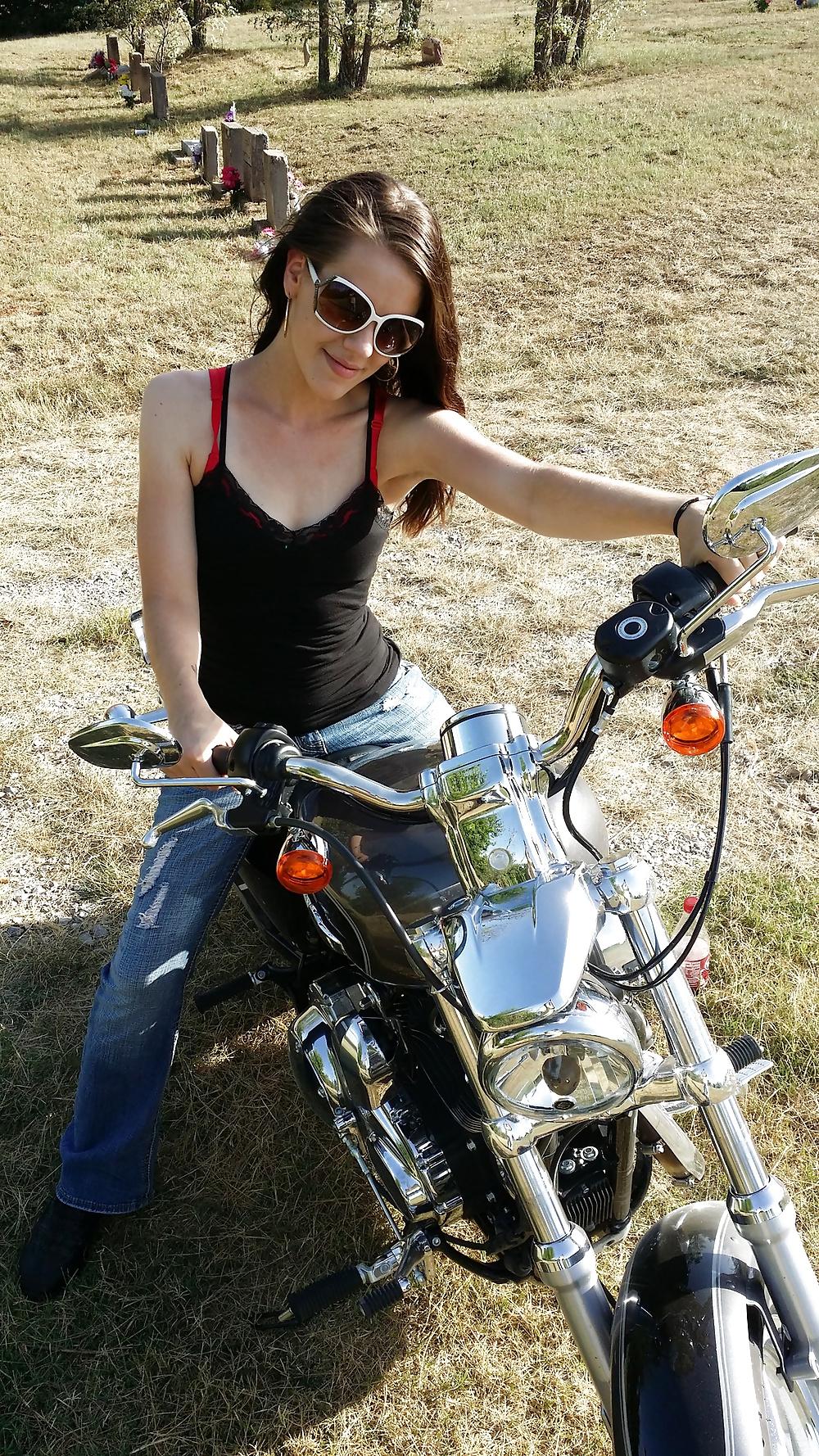 23P Teen Feet Girl Tamara Asser on her guys Harley