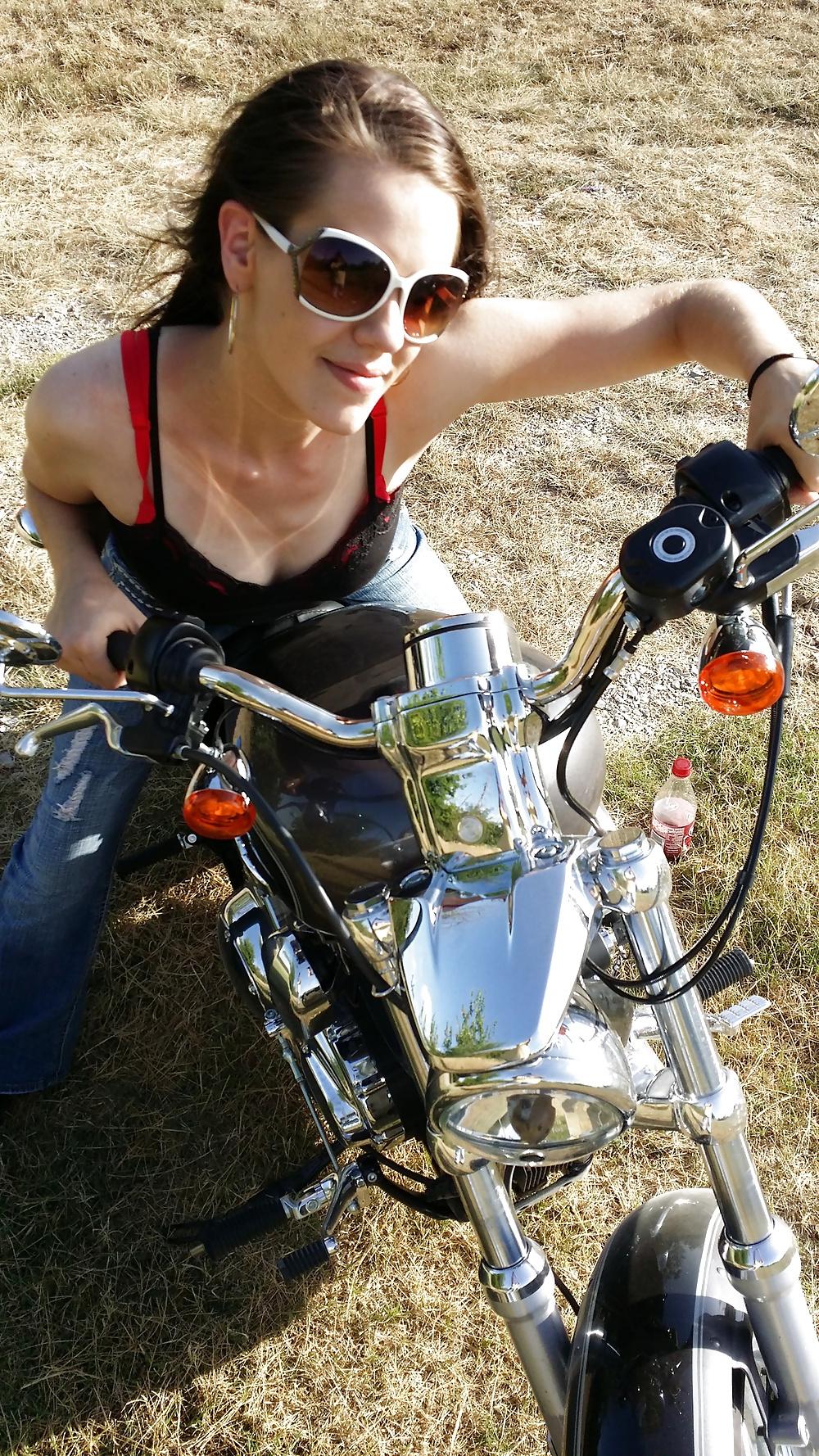 23P Teen Feet Girl Tamara Asser on her guys Harley