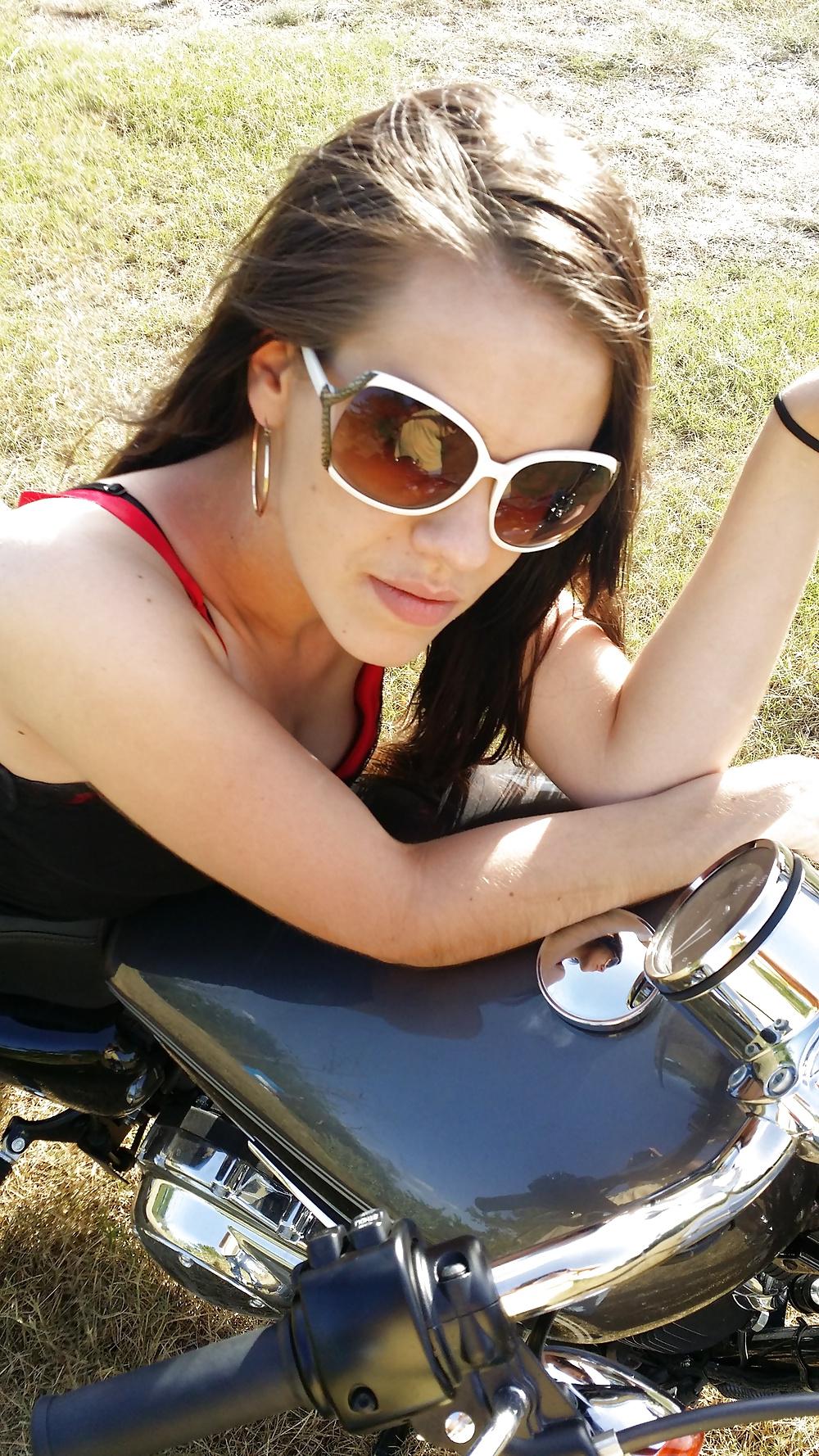23P Teen Feet Girl Tamara Asser on her guys Harley