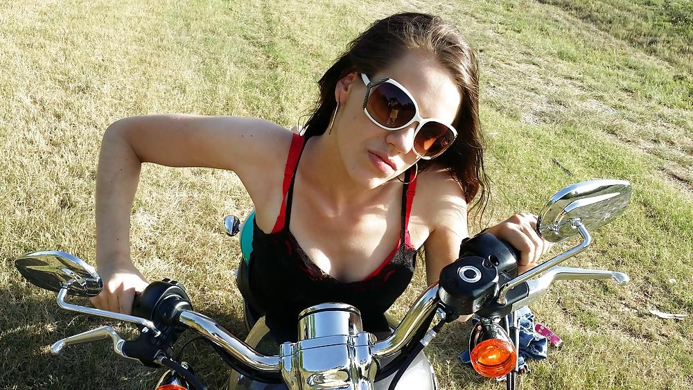 23P Teen Feet Girl Tamara Asser on her guys Harley