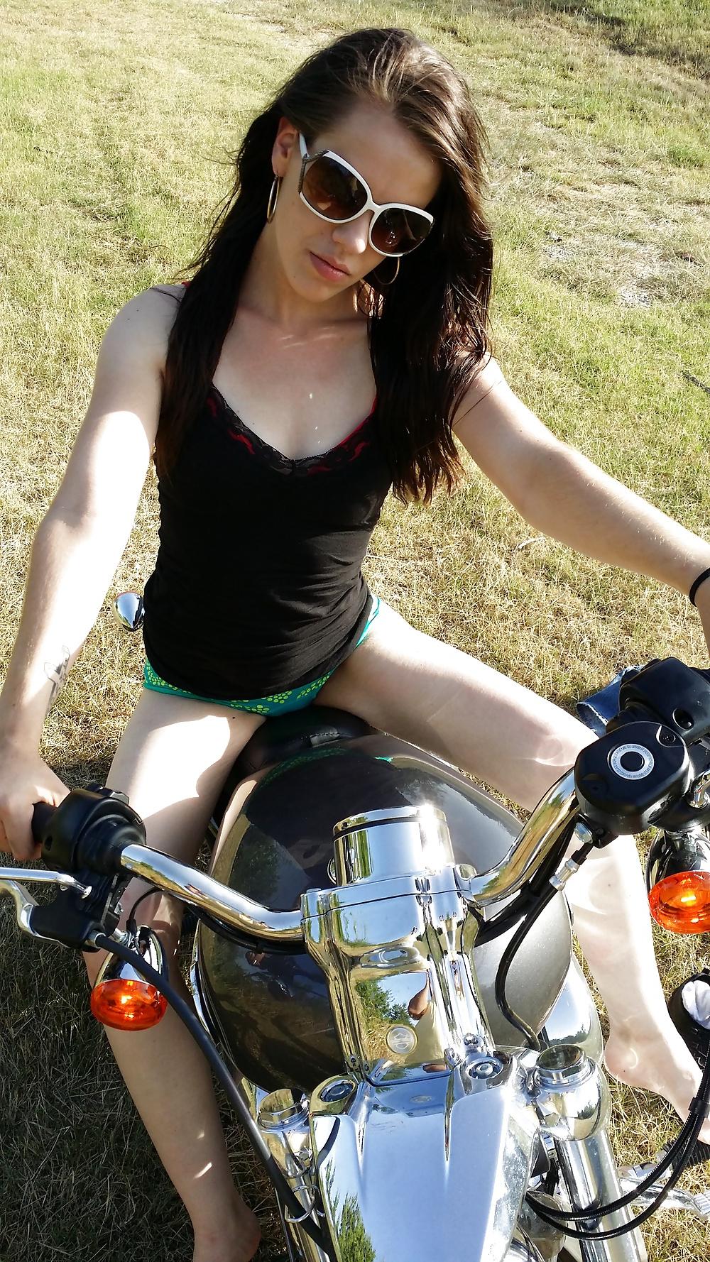 23P Teen Feet Girl Tamara Asser on her guys Harley
