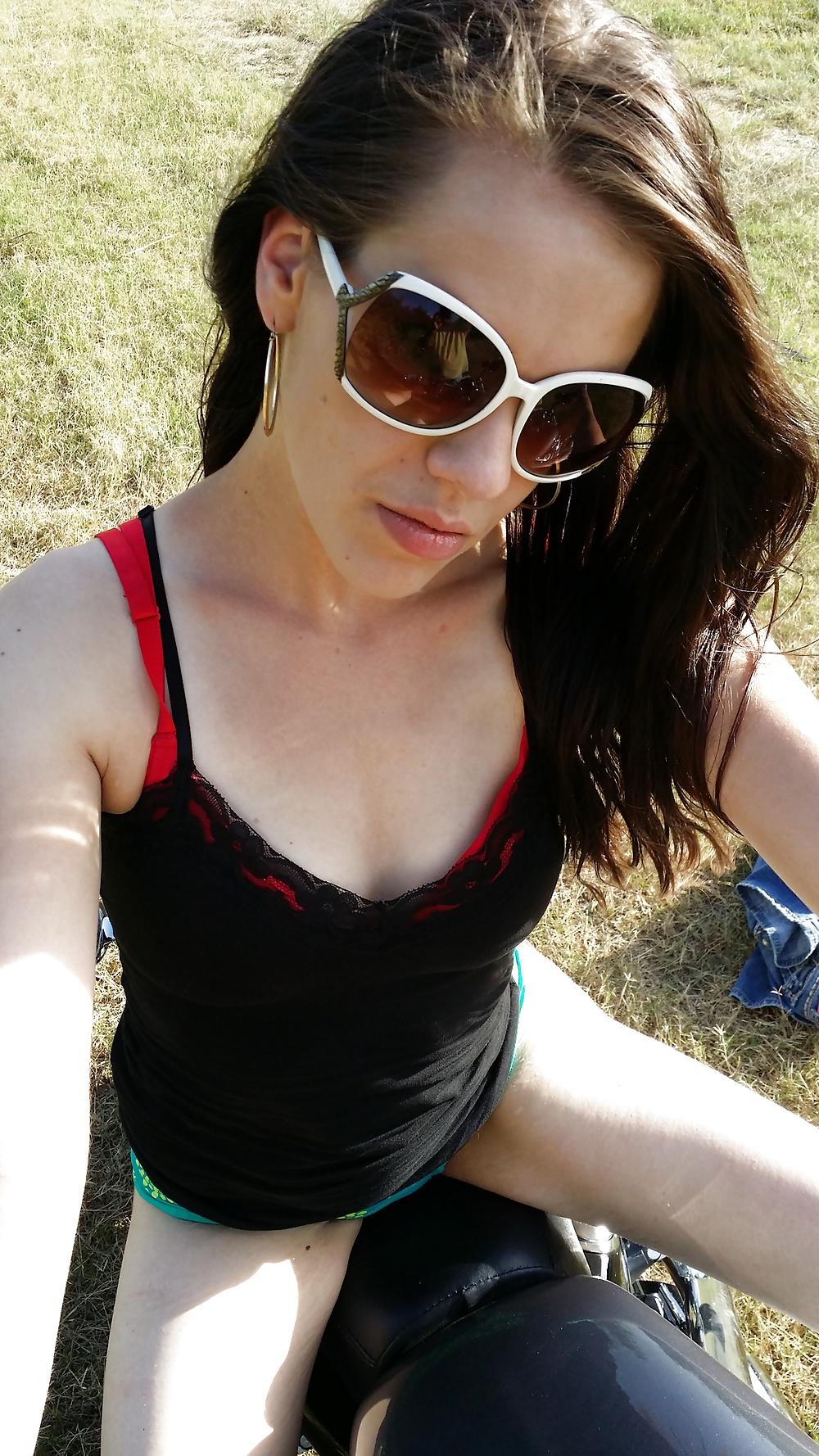 23P Teen Feet Girl Tamara Asser on her guys Harley