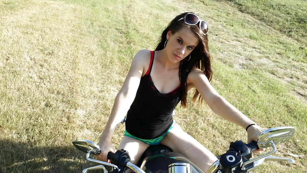 23P Teen Feet Girl Tamara Asser on her guys Harley