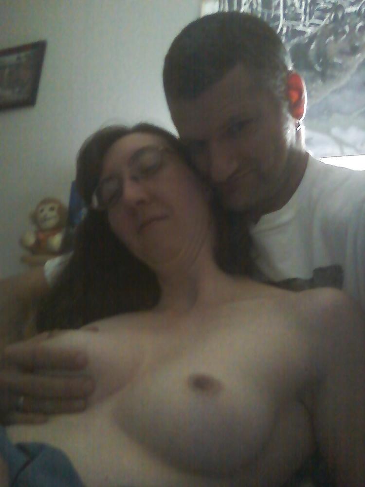 8P My hot wife topless in bed 