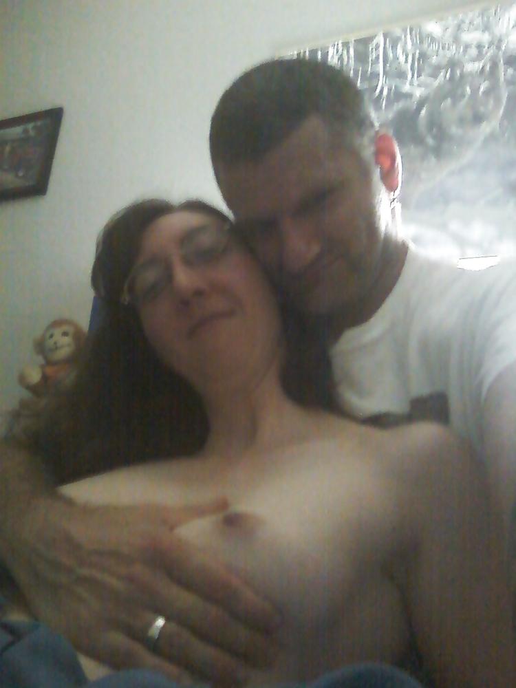 8P My hot wife topless in bed 