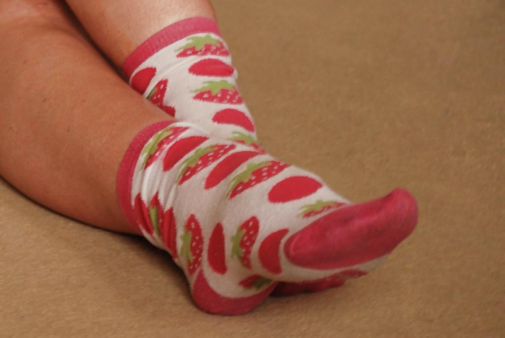 14P Sexy feet again in socks with dildo footjob 