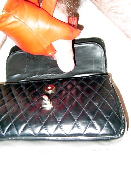 18P Nice leather handbag fucked with gloves
