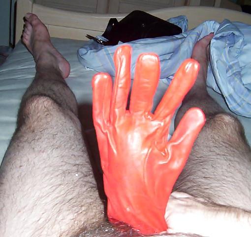 18P Nice leather handbag fucked with gloves
