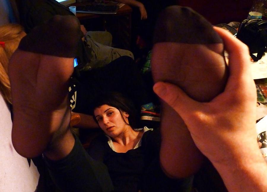 25P COMMENT On What You'd Do To Her Nylon Feet 2! 