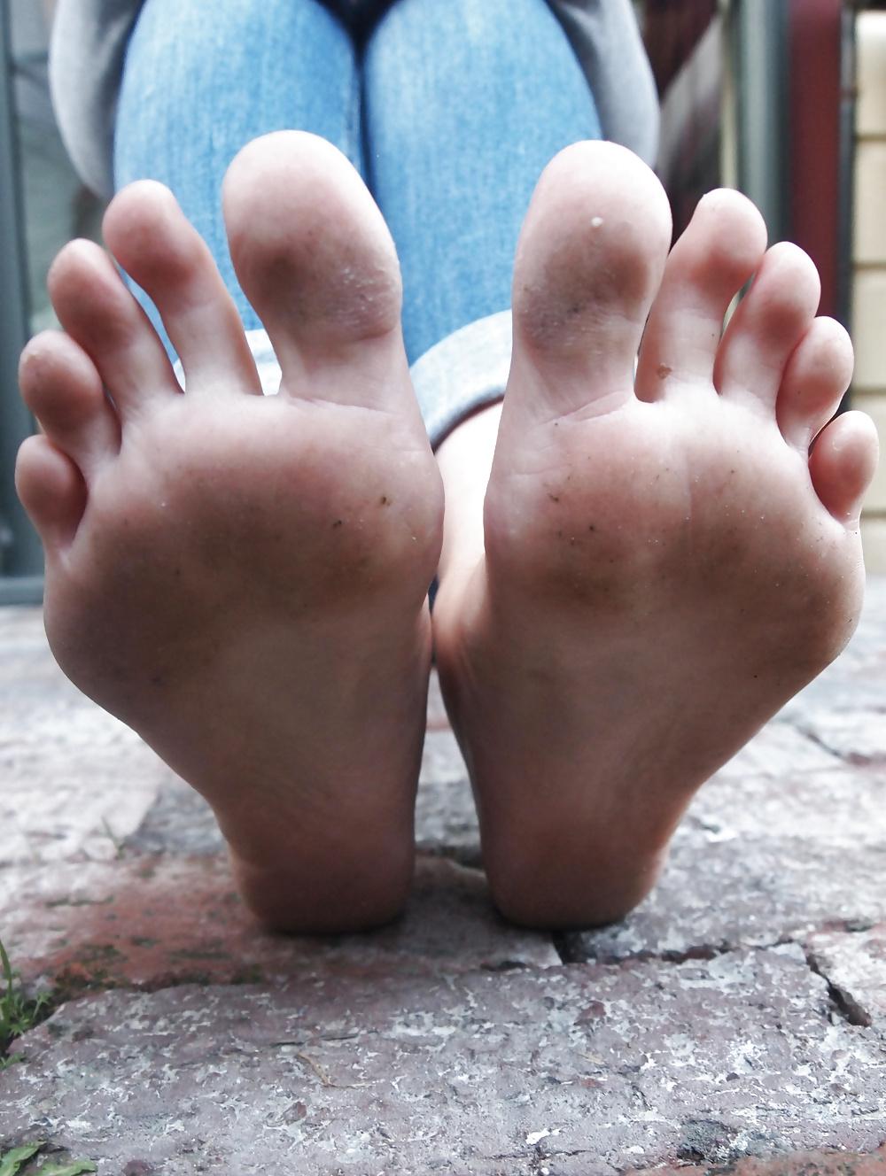 24P 18yr old German Tourist Bare Feet - Nylon Feet - Oiled Feet