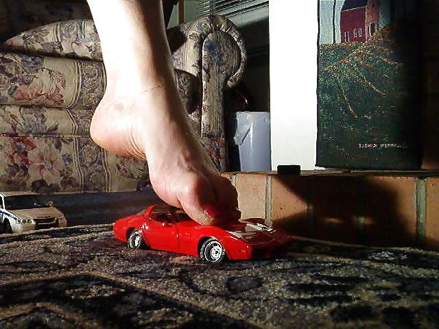 10P Foot fetish my gf trampling toy cars
