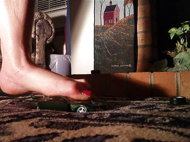10P Foot fetish my gf trampling toy cars
