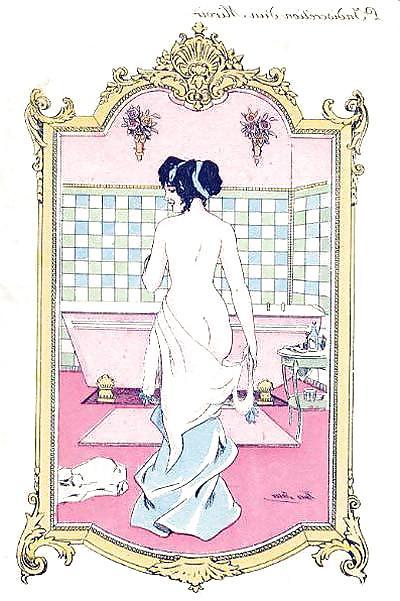 6P Thematic Drawn Ero Art 4 - French Postcards (2) for bionce 