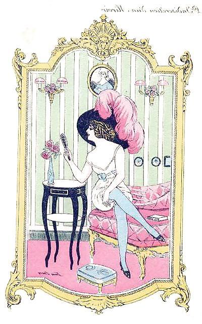 6P Thematic Drawn Ero Art 4 - French Postcards (2) for bionce 