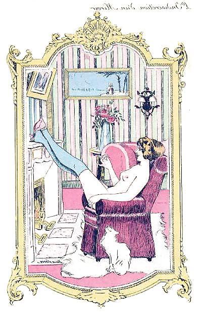 6P Thematic Drawn Ero Art 4 - French Postcards (2) for bionce 