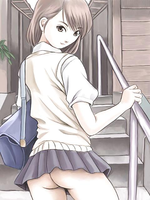 25P 0178 -Cartoon SchoolGirls Art Graphics- School uniform -03-