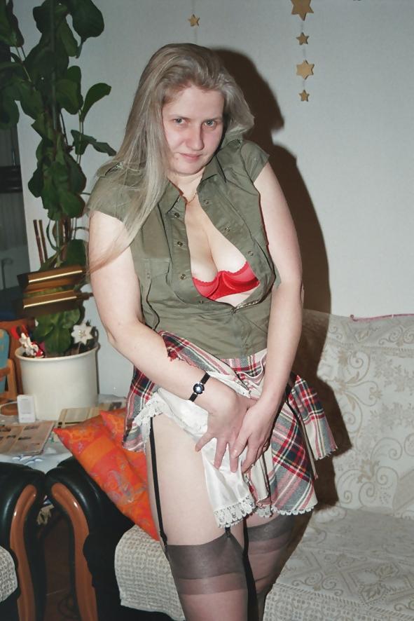 10P SAG - Boobed Bitch In Short Plaid Skirt Straps Stockings 05