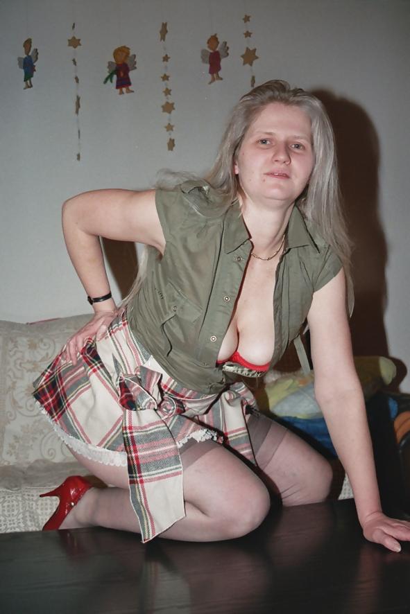 10P SAG - Boobed Bitch In Short Plaid Skirt Straps Stockings 05