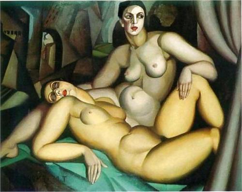 25P Erotic Art Deco Painting of Tamara de Lempicka