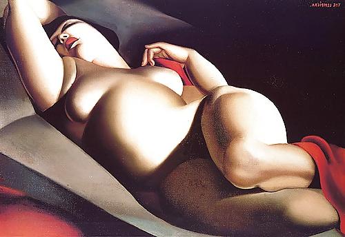 25P Erotic Art Deco Painting of Tamara de Lempicka
