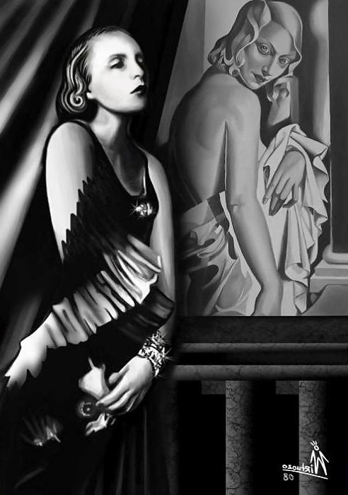 25P Erotic Art Deco Painting of Tamara de Lempicka