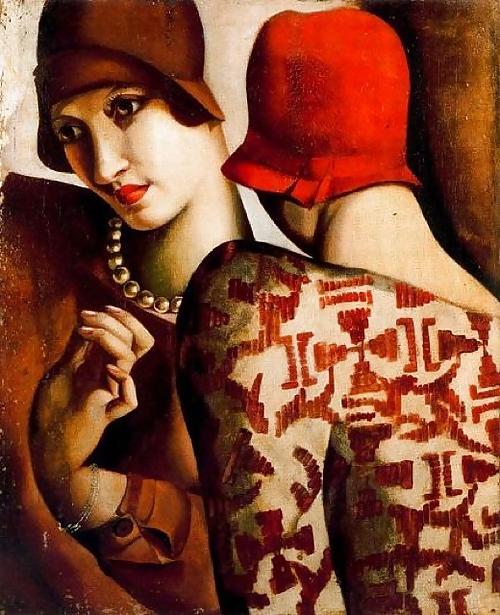 25P Erotic Art Deco Painting of Tamara de Lempicka
