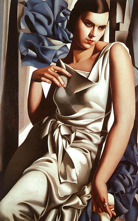 25P Erotic Art Deco Painting of Tamara de Lempicka