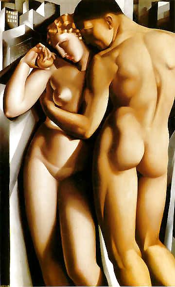 25P Erotic Art Deco Painting of Tamara de Lempicka